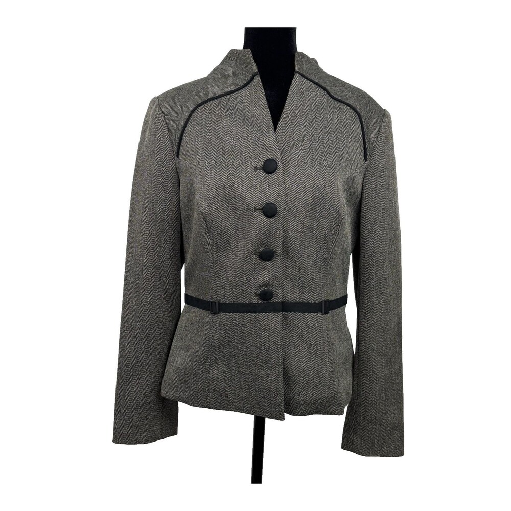Emily Gray Stripe Peplum Jacket Old Money Academia Blazer 10